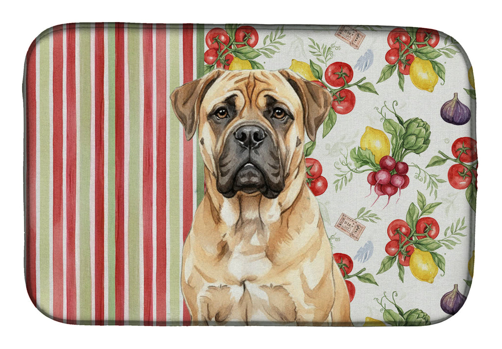 Bullmastiff Vegetables Dish Drying Mat Absorbent Dish Drying Mat Pad for Kitchen Counter Dish Drainer Mat for Countertop, 14 x 21", Multicolor