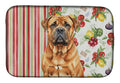 Red Bullmastiff Vegetables Dish Drying Mat Absorbent Dish Drying Mat Pad for Kitchen Counter Dish Drainer Mat for Countertop, 14 x 21", Multicolor