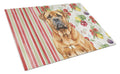 Red Bullmastiff Vegetables Cutting Board Tempered Glass Kitchen Cutting Surface, Heat Resistant Chopping, Non-Slip Feet, Food Prep & Serving