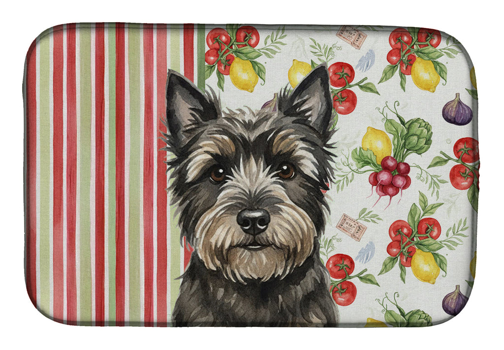 Black Cairn Terrier Vegetables Dish Drying Mat Absorbent Dish Drying Mat Pad for Kitchen Counter Dish Drainer Mat for Countertop, 14 x 21", Multicolor