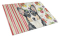 Black and White Cardigan Welsh Corgi Vegetables Cutting Board Tempered Glass Kitchen Cutting Surface, Heat Resistant Chopping, Non-Slip Feet, Food Prep & Serving