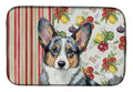 Blue Merle Cardigan Welsh Corgi Vegetables Dish Drying Mat Absorbent Dish Drying Mat Pad for Kitchen Counter Dish Drainer Mat for Countertop, 14 x 21", Multicolor