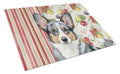 Blue Merle Cardigan Welsh Corgi Vegetables Cutting Board Tempered Glass Kitchen Cutting Surface, Heat Resistant Chopping, Non-Slip Feet, Food Prep & Serving