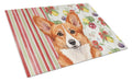 Red Cardigan Welsh Corgi Vegetables Cutting Board Tempered Glass Kitchen Cutting Surface, Heat Resistant Chopping, Non-Slip Feet, Food Prep & Serving
