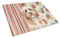 Cavapoo Vegetables Cutting Board Tempered Glass Kitchen Cutting Surface, Heat Resistant Chopping, Non-Slip Feet, Food Prep & Serving
