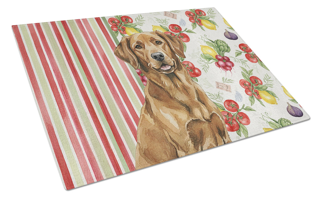 Chesapeake Bay Retriever Vegetables Cutting Board Tempered Glass Kitchen Cutting Surface, Heat Resistant Chopping, Non-Slip Feet, Food Prep & Serving