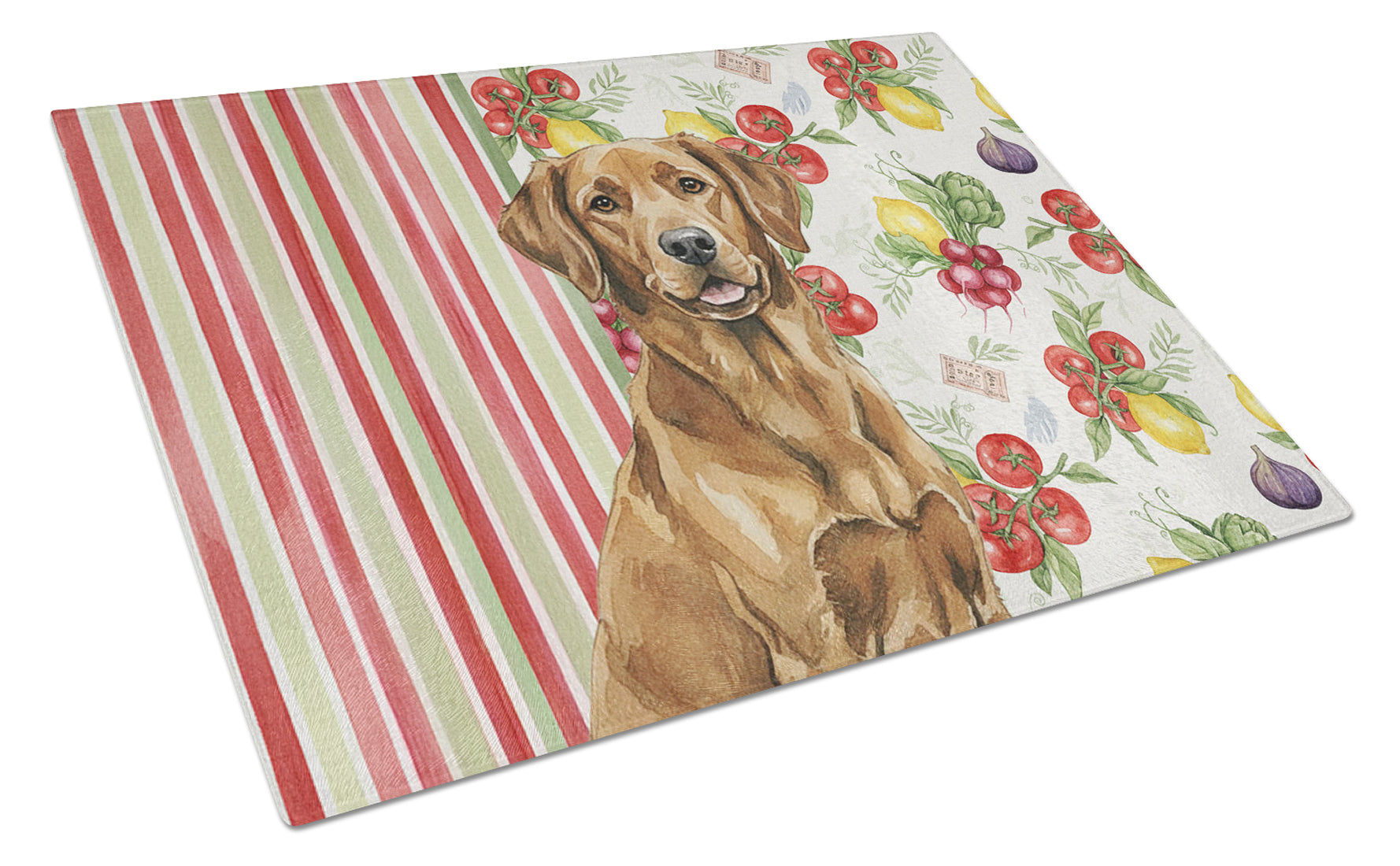 Chesapeake Bay Retriever Vegetables Cutting Board Tempered Glass Kitchen Cutting Surface, Heat Resistant Chopping, Non-Slip Feet, Food Prep & Serving