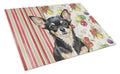 Black and Tan Chihuahua Vegetables Cutting Board Tempered Glass Kitchen Cutting Surface, Heat Resistant Chopping, Non-Slip Feet, Food Prep & Serving