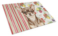 Chocolate Chihuahua Vegetables Cutting Board Tempered Glass Kitchen Cutting Surface, Heat Resistant Chopping, Non-Slip Feet, Food Prep & Serving
