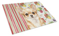 Fawn Chihuahua Vegetables Cutting Board Tempered Glass Kitchen Cutting Surface, Heat Resistant Chopping, Non-Slip Feet, Food Prep & Serving