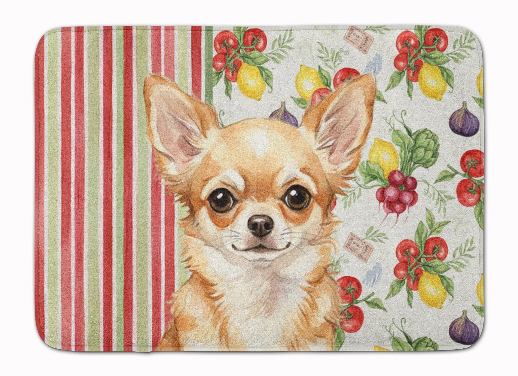 Fawn Chihuahua Vegetables Memory Foam Kitchen Mat Machine Washable Anti-Fatigue Cushion Comfort Bath or Kitchen Rug