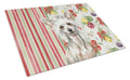Hairless Mottled Pattern Chinese Crested Vegetables Cutting Board Tempered Glass Kitchen Cutting Surface, Heat Resistant Chopping, Non-Slip Feet, Food Prep & Serving