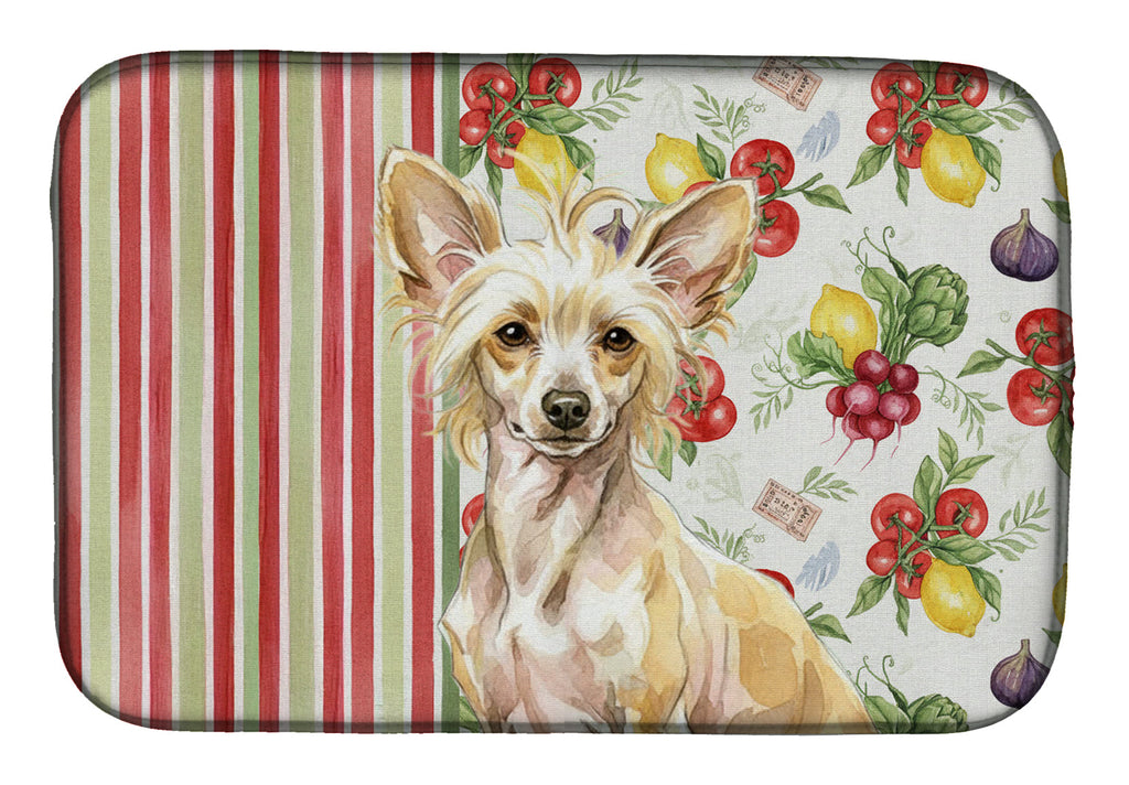 Hairless Palomino Chinese Crested Vegetables Dish Drying Mat Absorbent Dish Drying Mat Pad for Kitchen Counter Dish Drainer Mat for Countertop, 14 x 21", Multicolor
