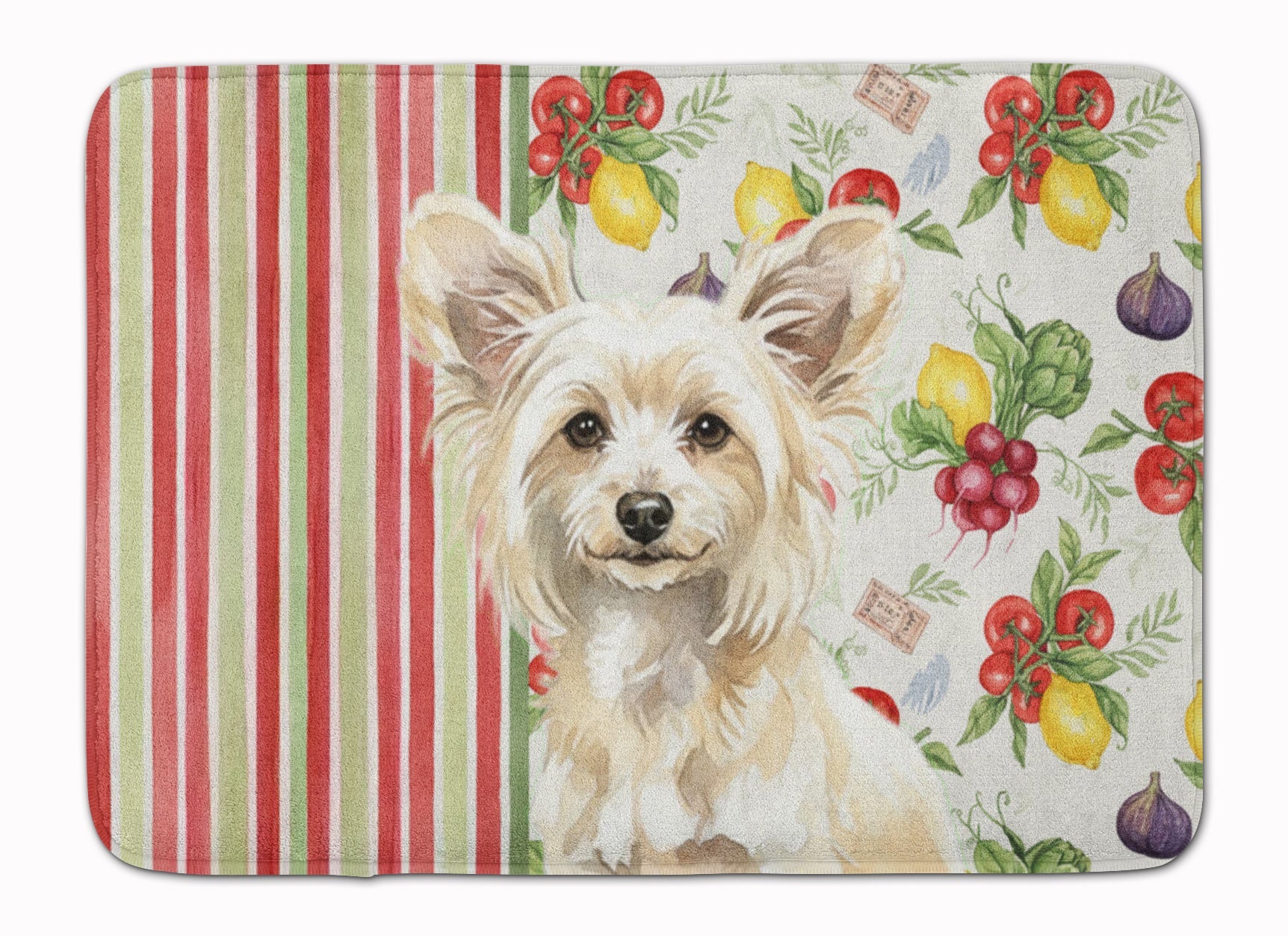 Powderpuff Chinese Crested Vegetables Memory Foam Kitchen Mat Machine Washable Anti-Fatigue Cushion Comfort Bath or Kitchen Rug