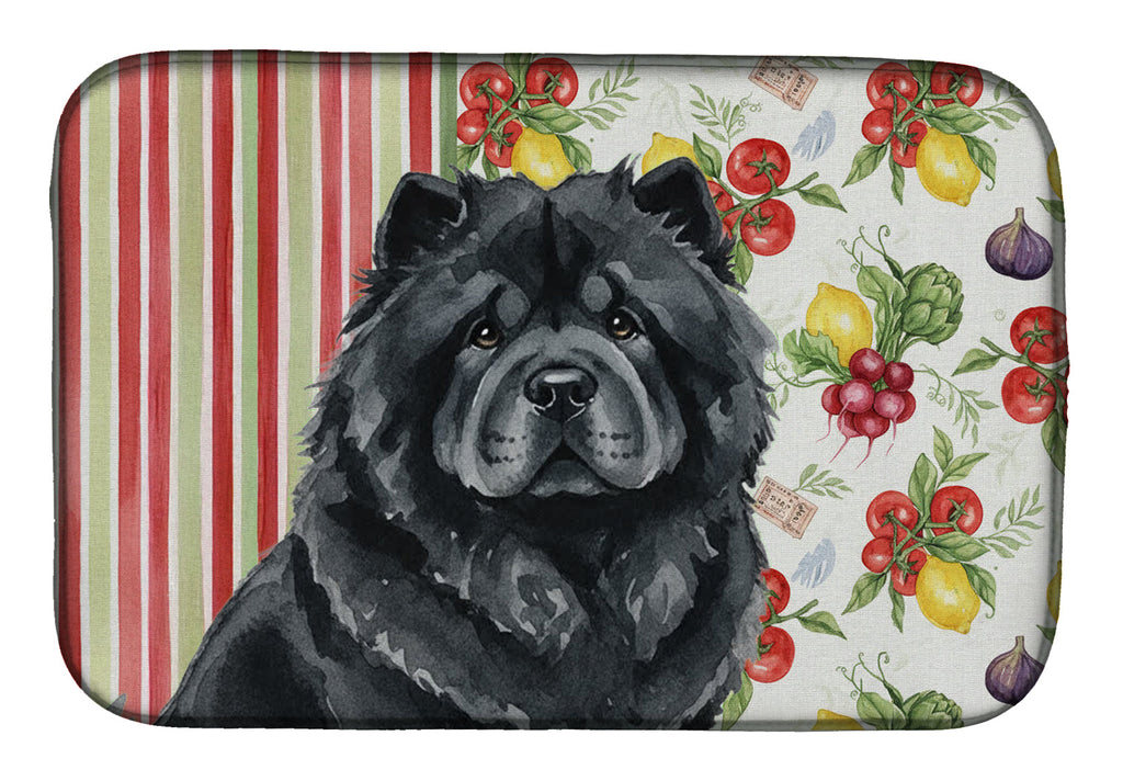Black Chow Chow Vegetables Dish Drying Mat Absorbent Dish Drying Mat Pad for Kitchen Counter Dish Drainer Mat for Countertop, 14 x 21", Multicolor