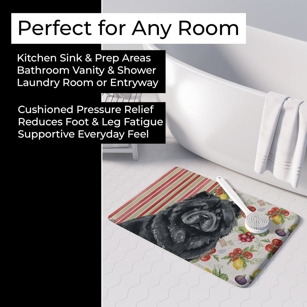 Black Chow Chow Vegetables Memory Foam Kitchen Mat Machine Washable Anti-Fatigue Cushion Comfort Bath or Kitchen Rug