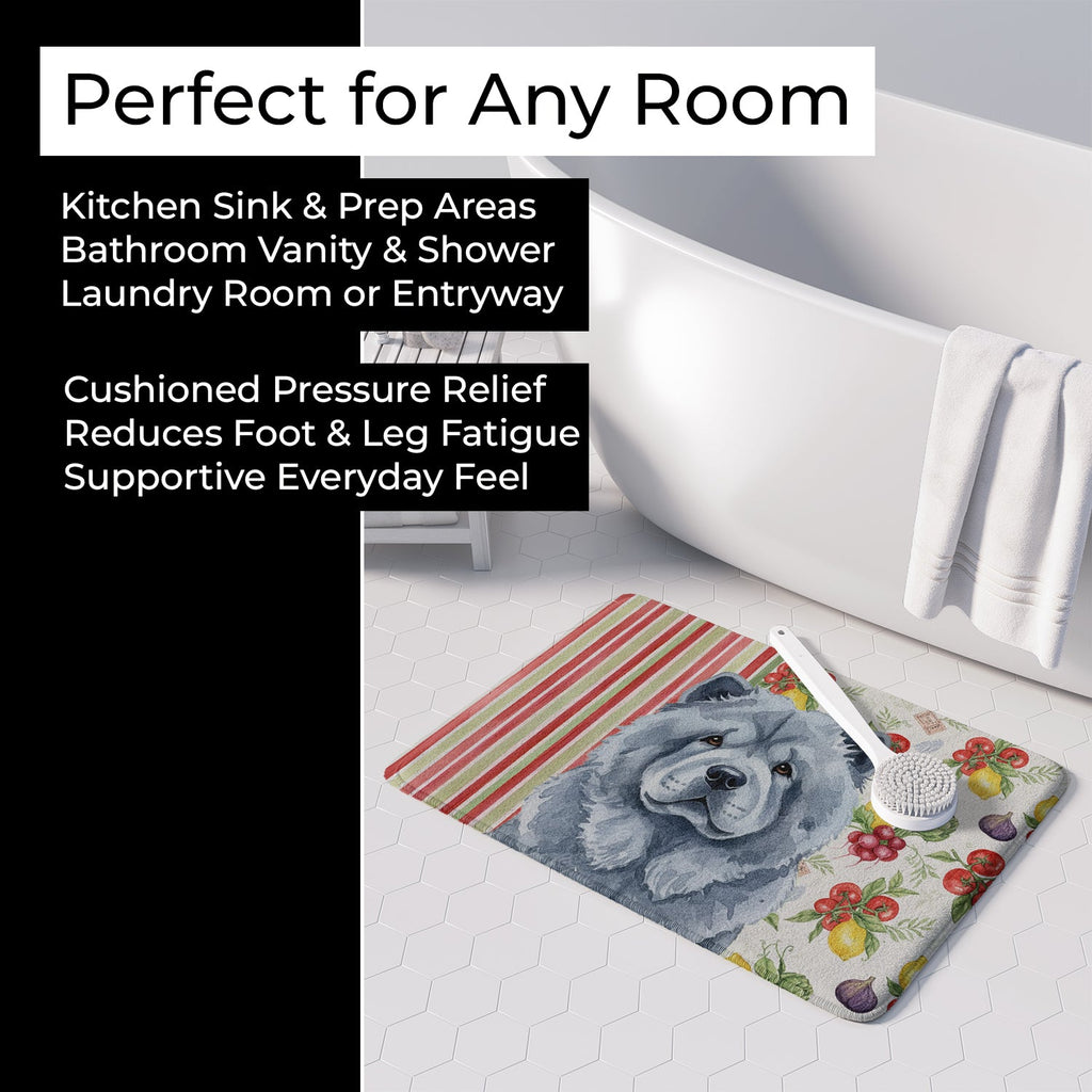 Blue Chow Chow Vegetables Memory Foam Kitchen Mat Machine Washable Anti-Fatigue Cushion Comfort Bath or Kitchen Rug