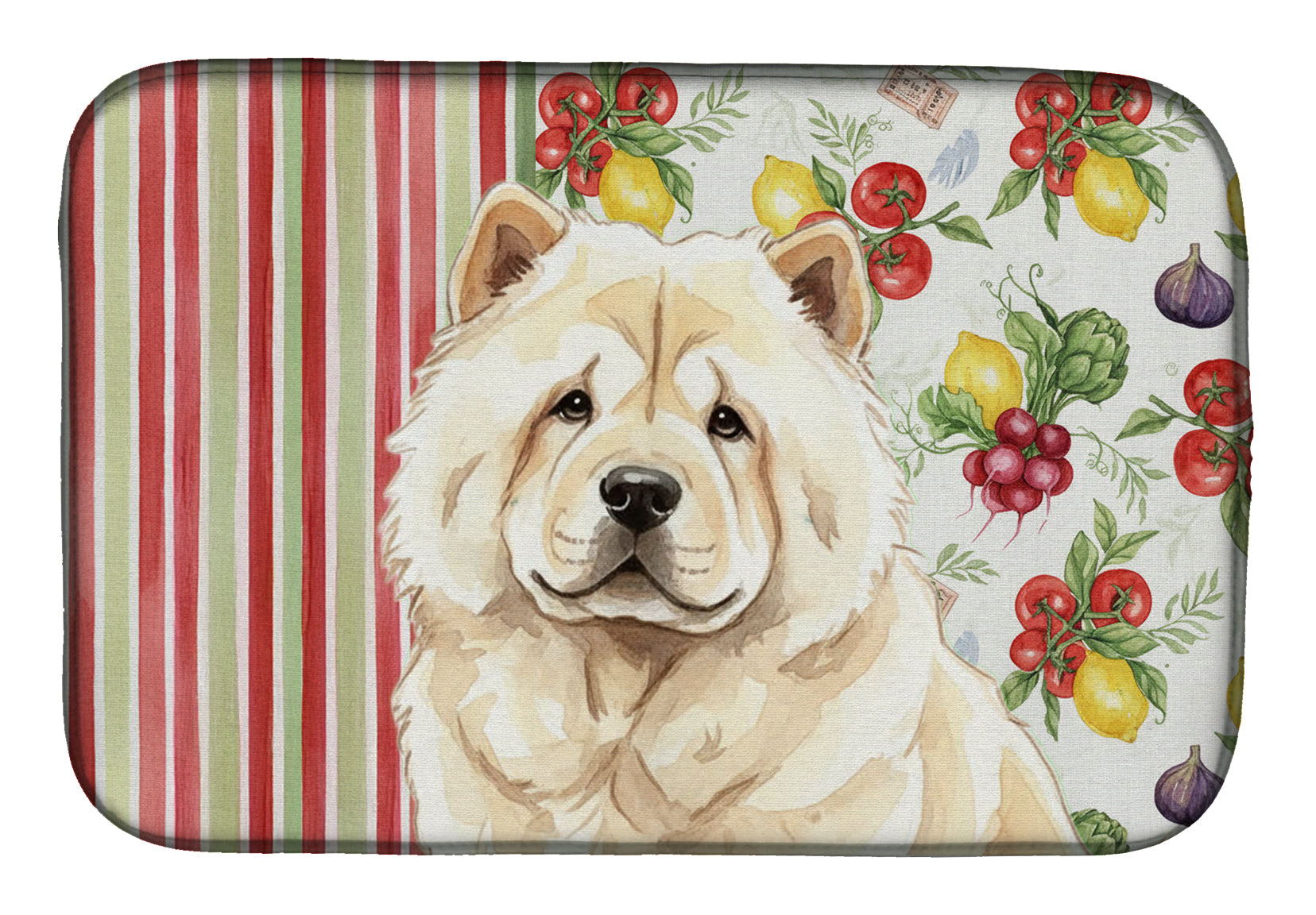 Cream Chow Chow Vegetables Dish Drying Mat Absorbent Dish Drying Mat Pad for Kitchen Counter Dish Drainer Mat for Countertop, 14 x 21", Multicolor