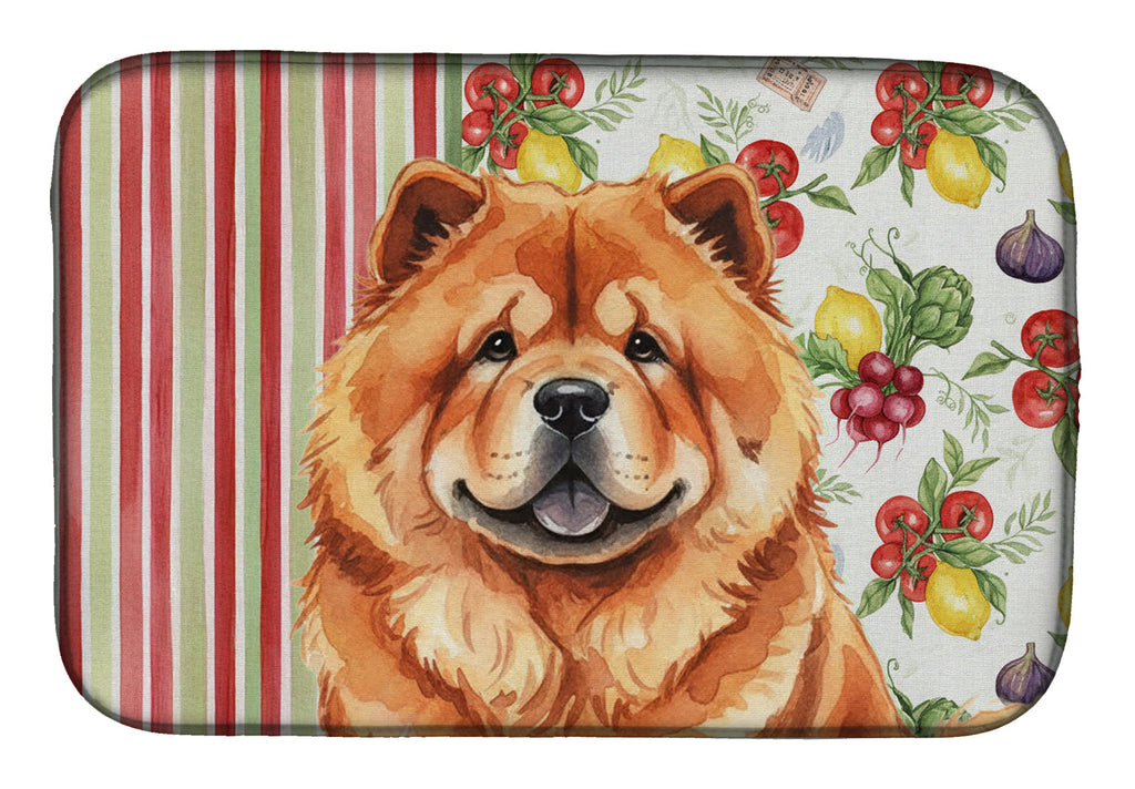 Red Chow Chow Vegetables Dish Drying Mat Absorbent Dish Drying Mat Pad for Kitchen Counter Dish Drainer Mat for Countertop, 14 x 21", Multicolor