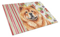 Red Chow Chow Vegetables Cutting Board Tempered Glass Kitchen Cutting Surface, Heat Resistant Chopping, Non-Slip Feet, Food Prep & Serving