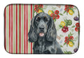 Black Cocker Spaniel Vegetables Dish Drying Mat Absorbent Dish Drying Mat Pad for Kitchen Counter Dish Drainer Mat for Countertop, 14 x 21", Multicolor