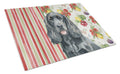 Black Cocker Spaniel Vegetables Cutting Board Tempered Glass Kitchen Cutting Surface, Heat Resistant Chopping, Non-Slip Feet, Food Prep & Serving