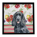 Black Cocker Spaniel Vegetables Framed Metal Print Bathroom, Kitchen, Office, Home Decor Wall Art Ready to Hang, Square, 8X8