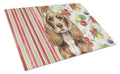 Chocolate Cocker Spaniel Vegetables Cutting Board Tempered Glass Kitchen Cutting Surface, Heat Resistant Chopping, Non-Slip Feet, Food Prep & Serving