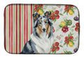 Blue Merle Collie Vegetables Dish Drying Mat Absorbent Dish Drying Mat Pad for Kitchen Counter Dish Drainer Mat for Countertop, 14 x 21", Multicolor