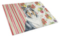 Blue Merle Collie Vegetables Cutting Board Tempered Glass Kitchen Cutting Surface, Heat Resistant Chopping, Non-Slip Feet, Food Prep & Serving