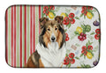 Sable Collie Vegetables Dish Drying Mat Absorbent Dish Drying Mat Pad for Kitchen Counter Dish Drainer Mat for Countertop, 14 x 21", Multicolor