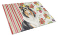 Tricolor Collie Vegetables Cutting Board Tempered Glass Kitchen Cutting Surface, Heat Resistant Chopping, Non-Slip Feet, Food Prep & Serving