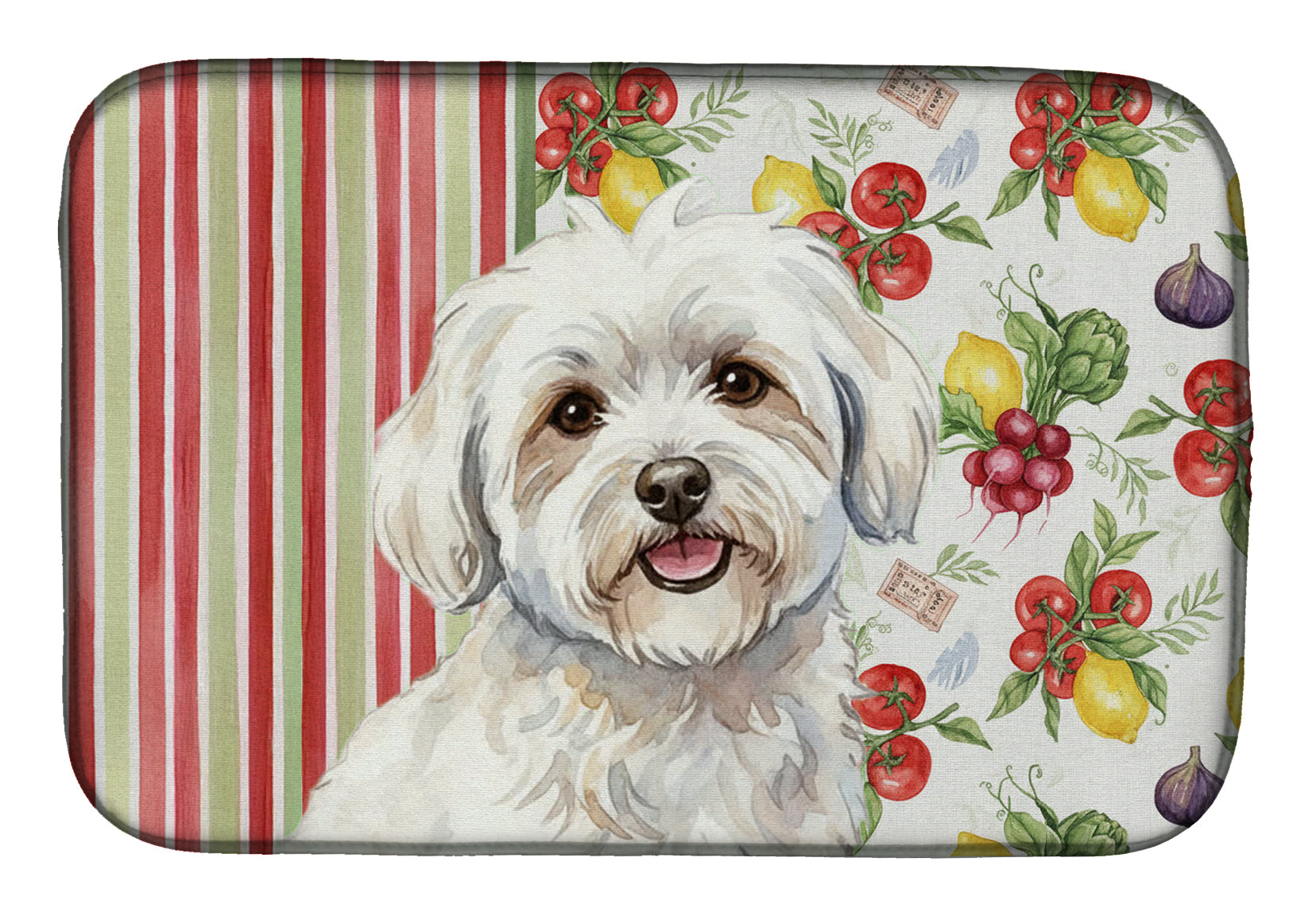 Coton de Tulear Vegetables Dish Drying Mat Absorbent Dish Drying Mat Pad for Kitchen Counter Dish Drainer Mat for Countertop, 14 x 21", Multicolor