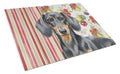 Black and Tan Dachshund Vegetables Cutting Board Tempered Glass Kitchen Cutting Surface, Heat Resistant Chopping, Non-Slip Feet, Food Prep & Serving