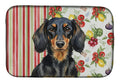 Longhaired Black and Tan Dachshund Vegetables Dish Drying Mat Absorbent Dish Drying Mat Pad for Kitchen Counter Dish Drainer Mat for Countertop, 14 x 21", Multicolor