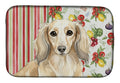 Longhaired Cream Dachshund Vegetables Dish Drying Mat Absorbent Dish Drying Mat Pad for Kitchen Counter Dish Drainer Mat for Countertop, 14 x 21", Multicolor