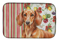 Red Brown Dachshund Vegetables Dish Drying Mat Absorbent Dish Drying Mat Pad for Kitchen Counter Dish Drainer Mat for Countertop, 14 x 21", Multicolor