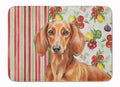 Red Brown Dachshund Vegetables Memory Foam Kitchen Mat Machine Washable Anti-Fatigue Cushion Comfort Bath or Kitchen Rug
