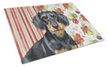Wirehaired Black and Tan Dachshund Vegetables Cutting Board Tempered Glass Kitchen Cutting Surface, Heat Resistant Chopping, Non-Slip Feet, Food Prep & Serving