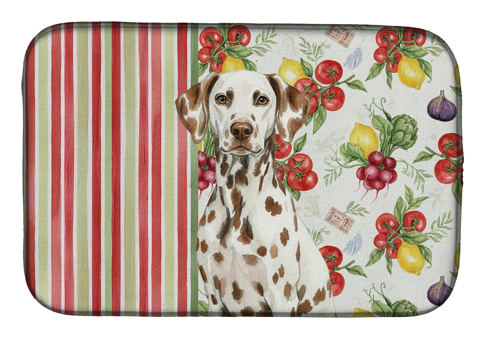 Liver Dalmatian Vegetables Dish Drying Mat Absorbent Dish Drying Mat Pad for Kitchen Counter Dish Drainer Mat for Countertop, 14 x 21", Multicolor