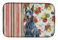 Blue Doberman Pinscher Vegetables Dish Drying Mat Absorbent Dish Drying Mat Pad for Kitchen Counter Dish Drainer Mat for Countertop, 14 x 21", Multicolor