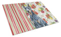 Blue Doberman Pinscher Vegetables Cutting Board Tempered Glass Kitchen Cutting Surface, Heat Resistant Chopping, Non-Slip Feet, Food Prep & Serving