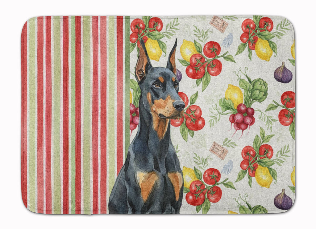 Doberman Pinscher Vegetables Memory Foam Kitchen Mat Machine Washable Anti-Fatigue Cushion Comfort Bath or Kitchen Rug
