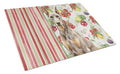 Fawn Doberman Pinscher Vegetables Cutting Board Tempered Glass Kitchen Cutting Surface, Heat Resistant Chopping, Non-Slip Feet, Food Prep & Serving
