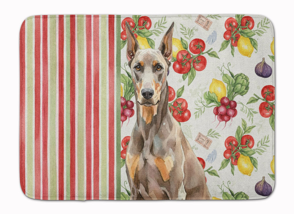 Fawn Doberman Pinscher Vegetables Memory Foam Kitchen Mat Machine Washable Anti-Fatigue Cushion Comfort Bath or Kitchen Rug