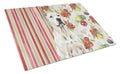 Dogo Argentino Vegetables Cutting Board Tempered Glass Kitchen Cutting Surface, Heat Resistant Chopping, Non-Slip Feet, Food Prep & Serving