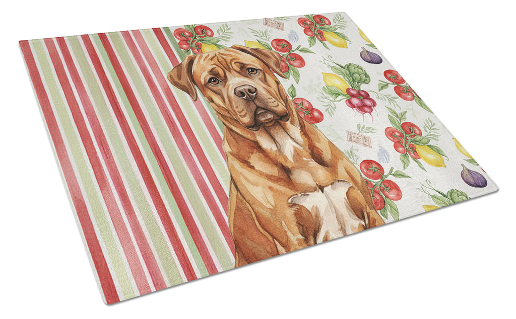 Mahogany Dogue de Bordeaux Vegetables Cutting Board Tempered Glass Kitchen Cutting Surface, Heat Resistant Chopping, Non-Slip Feet, Food Prep & Serving
