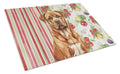 Mahogany Dogue de Bordeaux Vegetables Cutting Board Tempered Glass Kitchen Cutting Surface, Heat Resistant Chopping, Non-Slip Feet, Food Prep & Serving