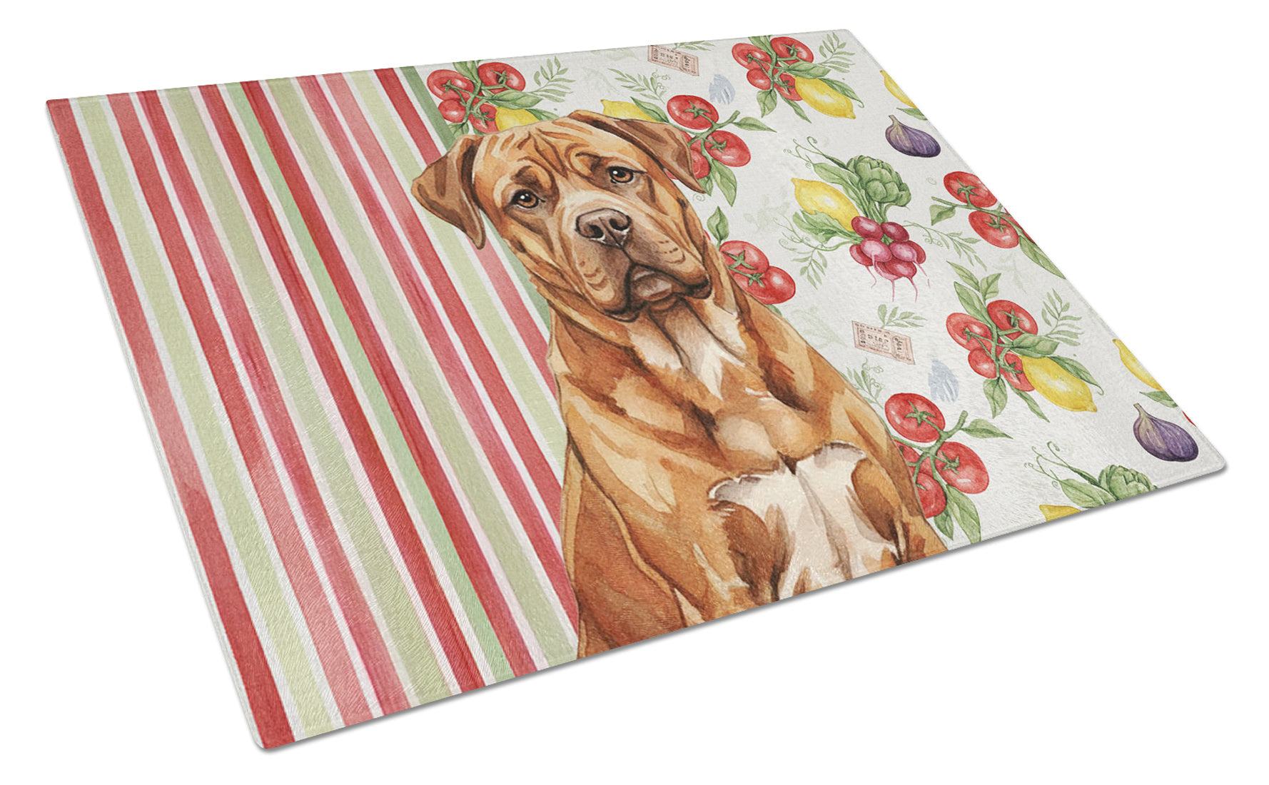 Mahogany Dogue de Bordeaux Vegetables Cutting Board Tempered Glass Kitchen Cutting Surface, Heat Resistant Chopping, Non-Slip Feet, Food Prep & Serving