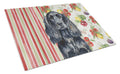 Black English Cocker Spaniel Vegetables Cutting Board Tempered Glass Kitchen Cutting Surface, Heat Resistant Chopping, Non-Slip Feet, Food Prep & Serving